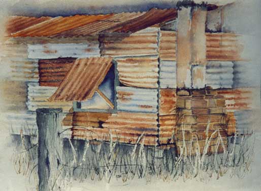 Corrugated iron shack